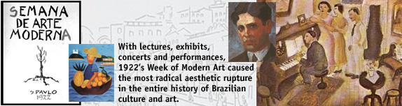 With lectures, exhibits, concerts and performances,1922s Week of Modern Art caused the most radical aesthetic rupture in the entire history of Brazilian culture and art.