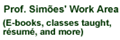 Professor Simoes Website (Classes taught, resume, and more)